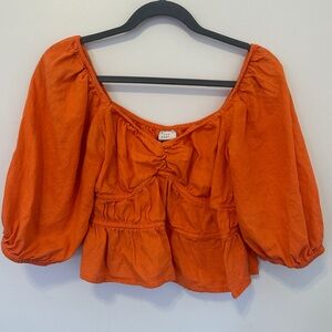 Orange peasant top